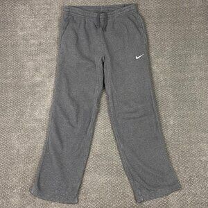 Nike Sweatpants Men's Medium Gray Sportswear Club Fleece Straight Leg Open Hem
